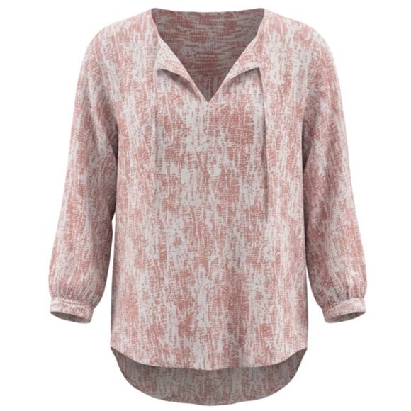 Caslon Tops - Caslon White & Pink Desert Texture Peasant Top Size S